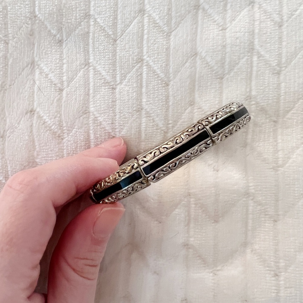 Sterling and black enamel bracelet